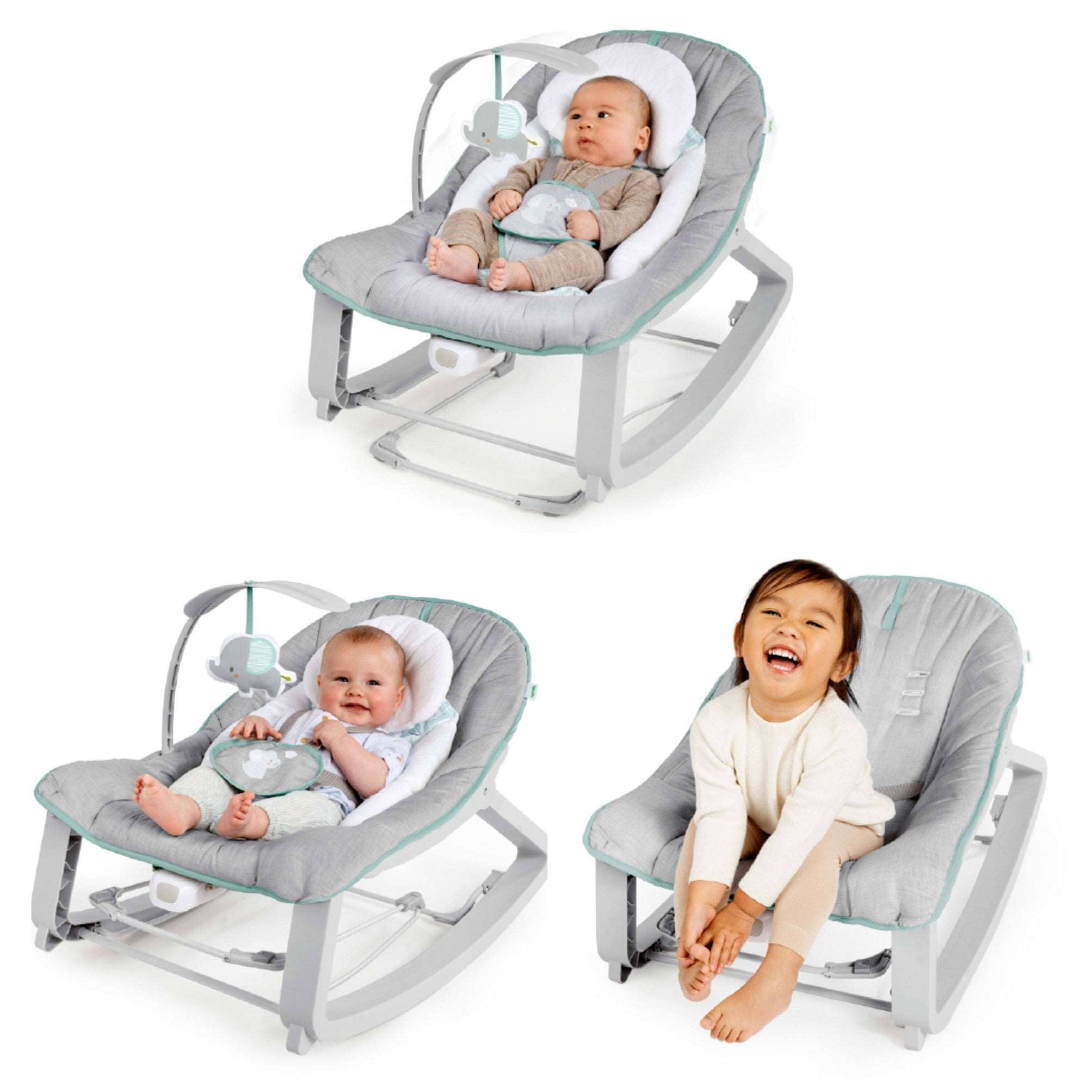Cozy 3-in-1 Grow with Me Baby Bouncer, Rocker & Toddler Seat