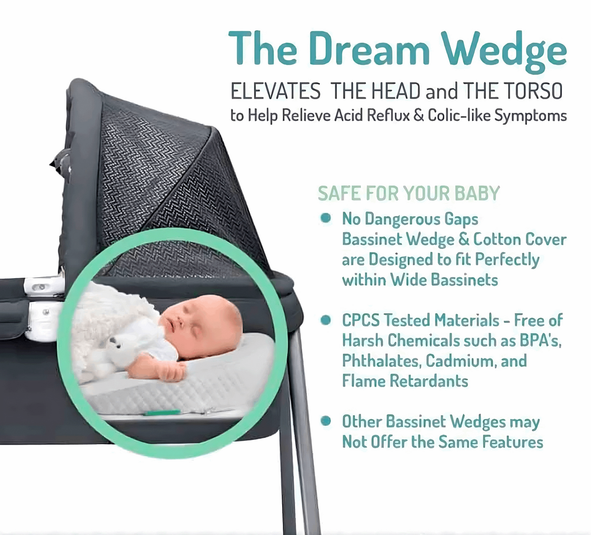 Crib Baby Wedge Pillow, Anti Acid Reflux Pillow for Infant Dunasty